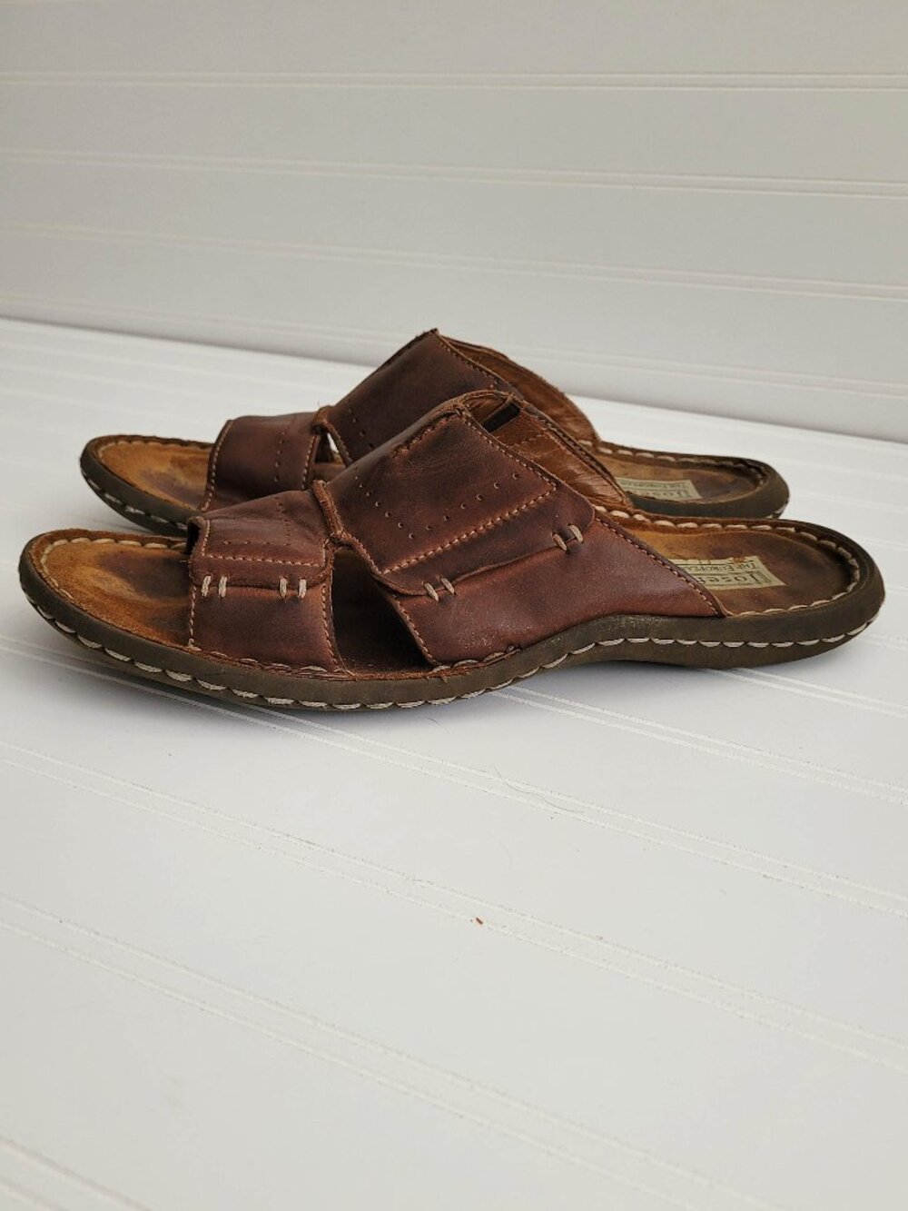 Jossef Seibel Sandals Mens Brown Leather Size 42 U.S. 9 Slides Slip On